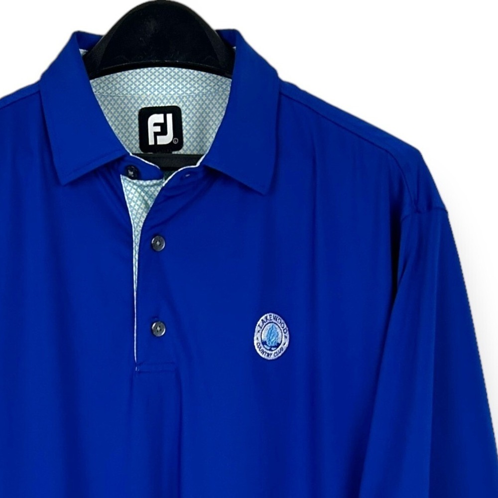 FootJoy Lakewood Country Club Mens Large ProDry Golf Polo Shirt Blue Stretch FJ